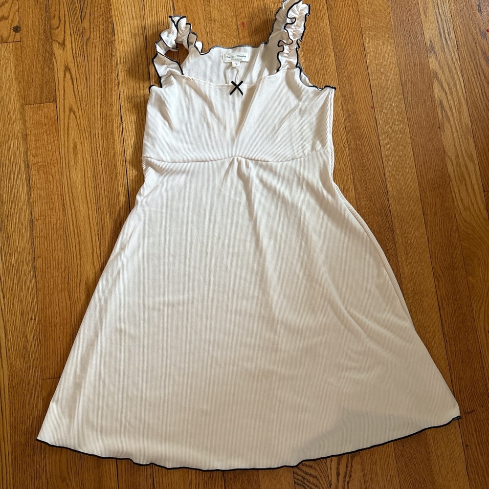 See You Monday Cream Dress with Black Trim
